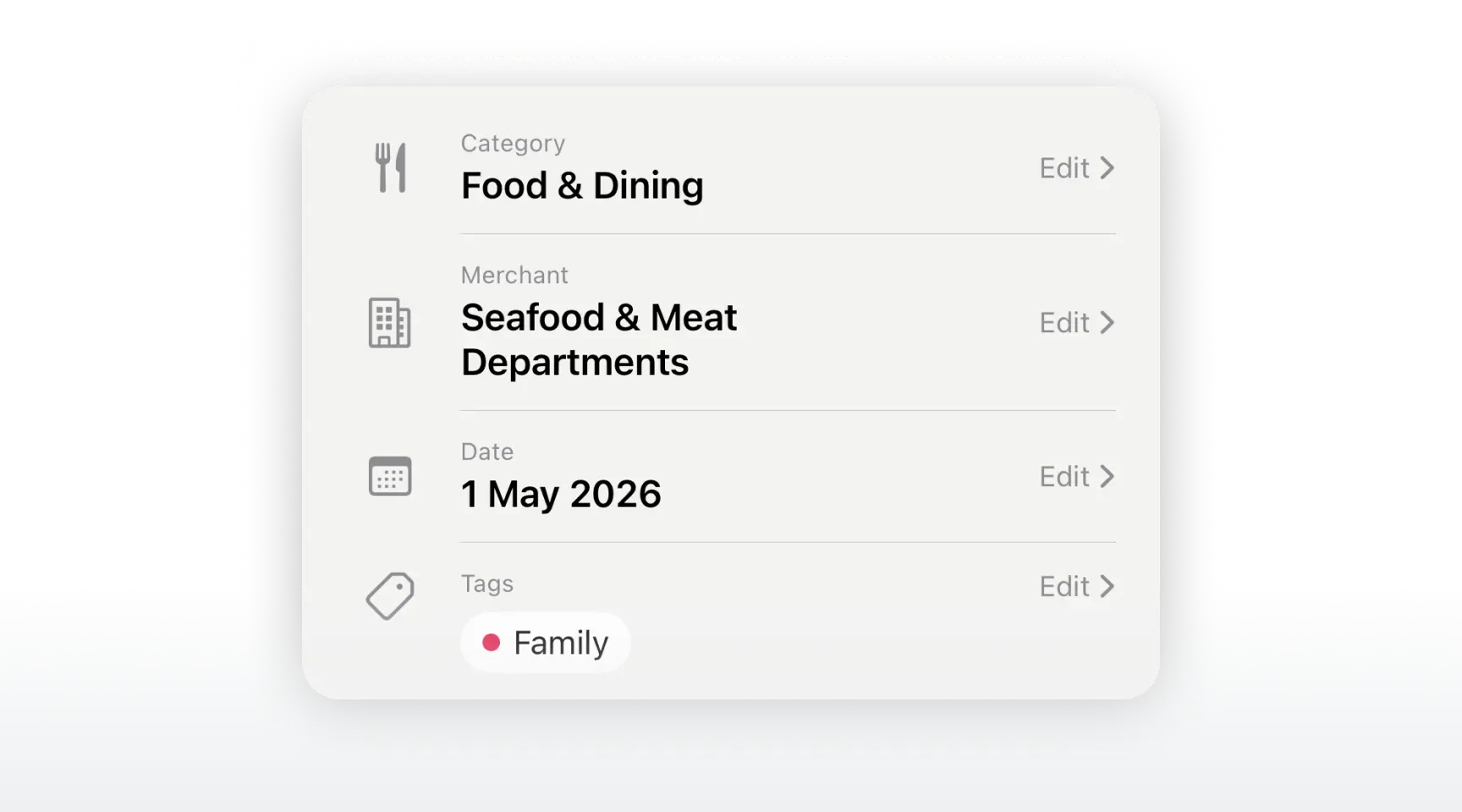 Receeto AI receipt scanner extracting merchant name, total amount, and date from a scanned receipt